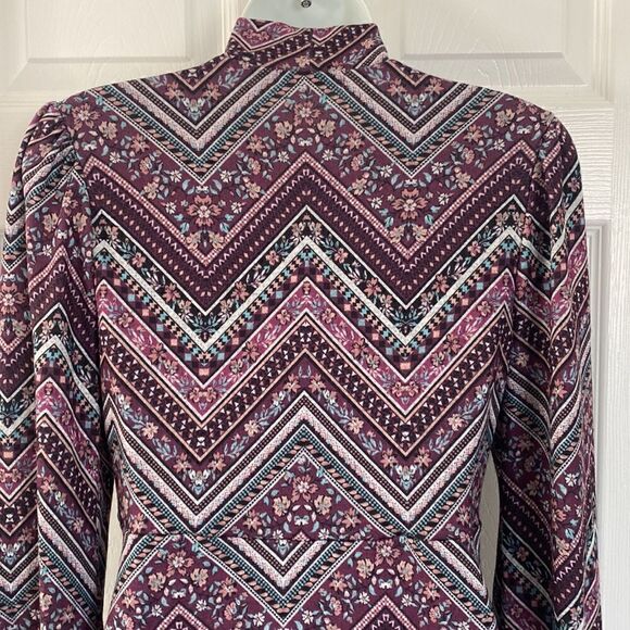 Live To Be Spoiled Chevron Print Boho Long Sleeve Dress Women’s Size S - Picture 5 of 13